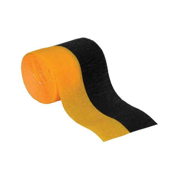 Beistle Co Flame Black and Golden-Yellow Crepe Streamer, 12PK 57600-BKGD